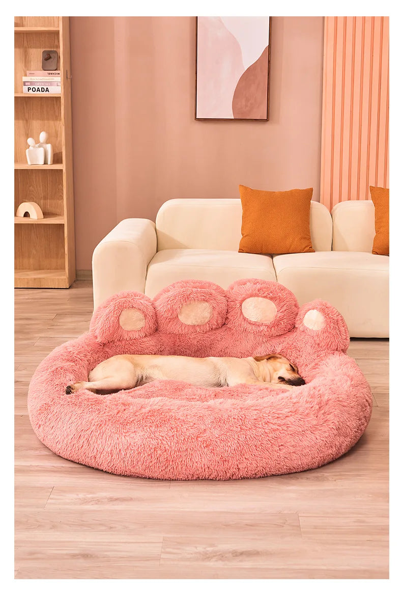 Fluffy Paw Dog Bed Winter Warm Soft Pet Bed for Large Dogs & Cats | Cozy Plush Puppy Sofa Basket Blanket Accessories