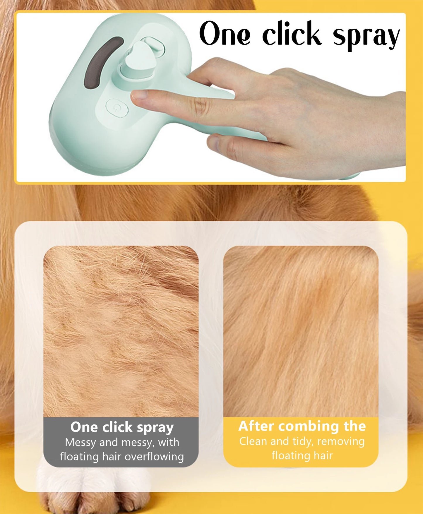 Steam Pet Grooming Brush – Soft Round Tooth Spray Comb for Dogs & Cats (Hair Removal & Massage Tool)