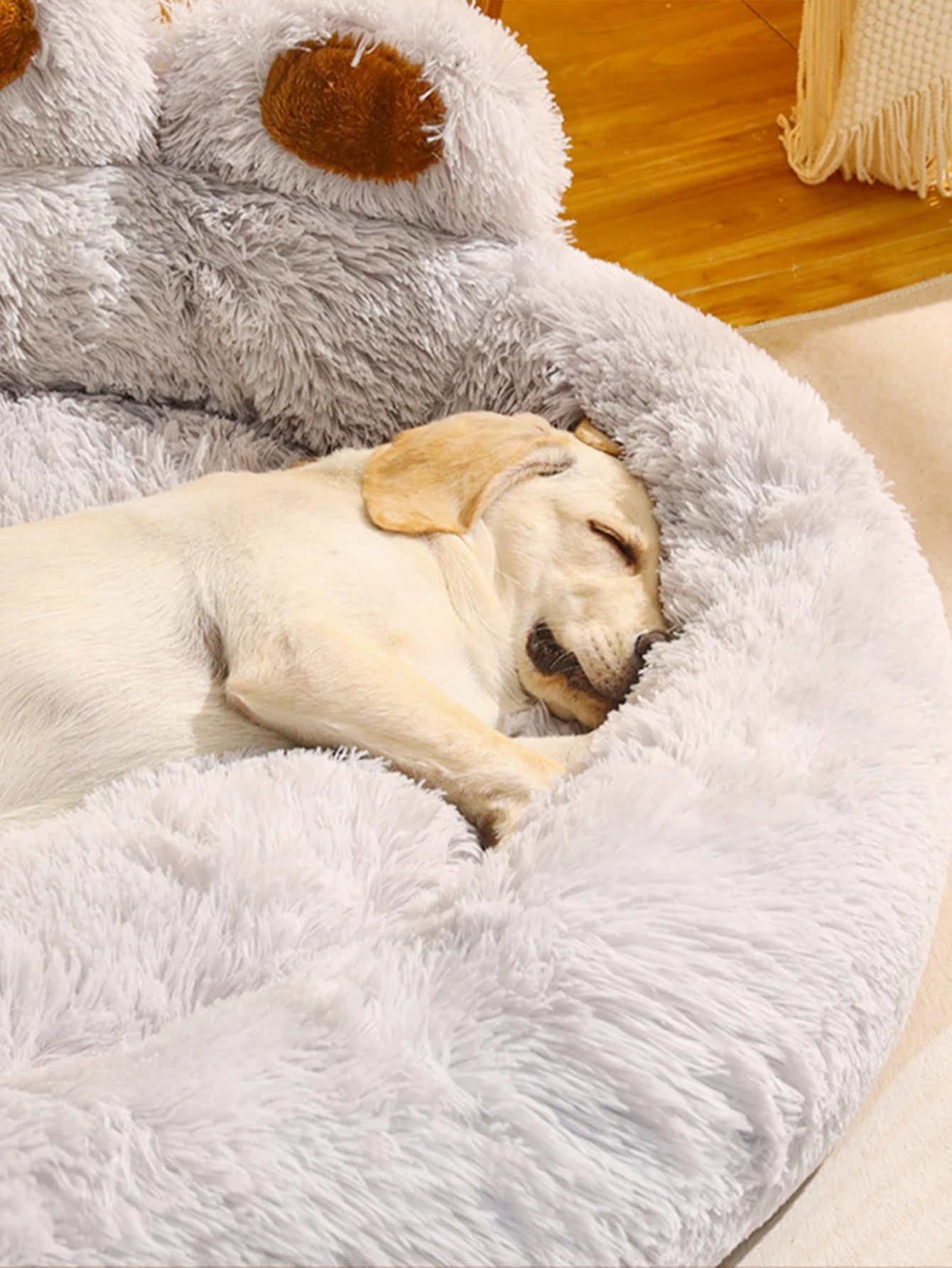 Fluffy Paw Dog Bed Winter Warm Soft Pet Bed for Large Dogs & Cats | Cozy Plush Puppy Sofa Basket Blanket Accessories