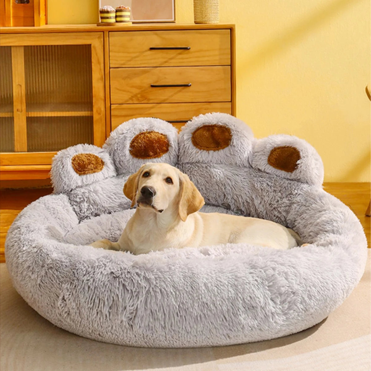 Fluffy Paw Dog Bed Winter Warm Soft Pet Bed for Large Dogs & Cats | Cozy Plush Puppy Sofa Basket Blanket Accessories