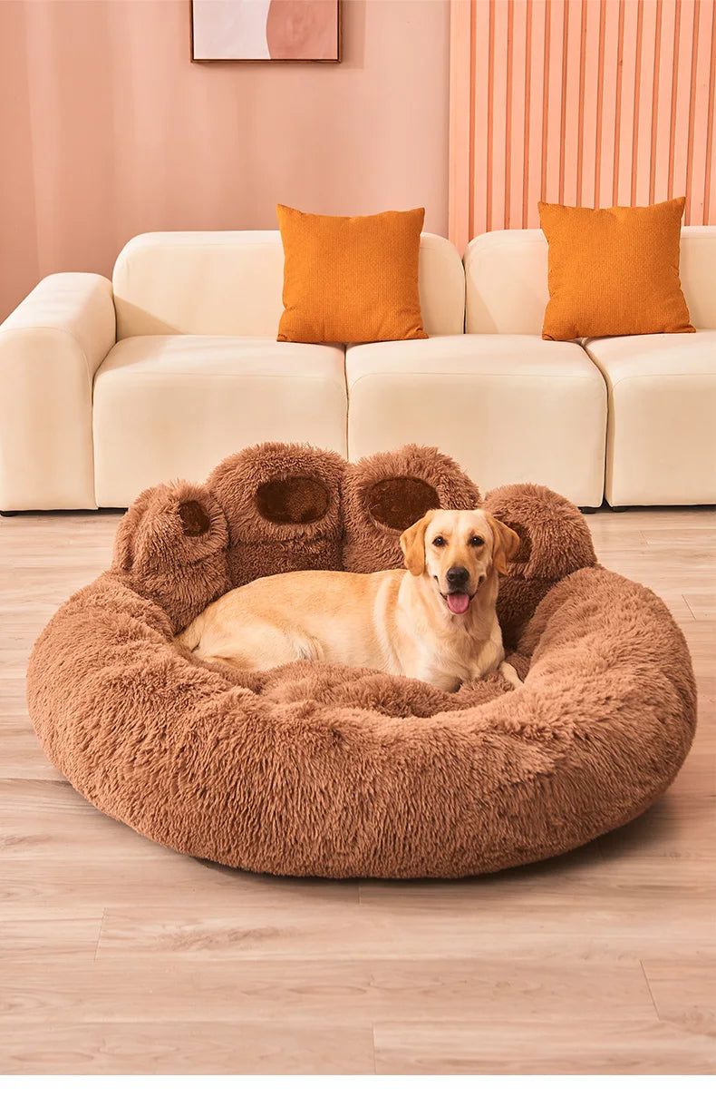 Fluffy Paw Dog Bed Winter Warm Soft Pet Bed for Large Dogs & Cats | Cozy Plush Puppy Sofa Basket Blanket Accessories
