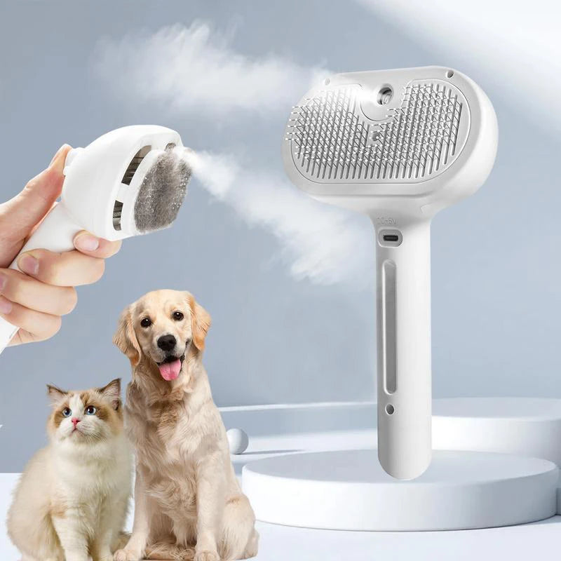 Steam Pet Grooming Brush – Soft Round Tooth Spray Comb for Dogs & Cats (Hair Removal & Massage Tool)