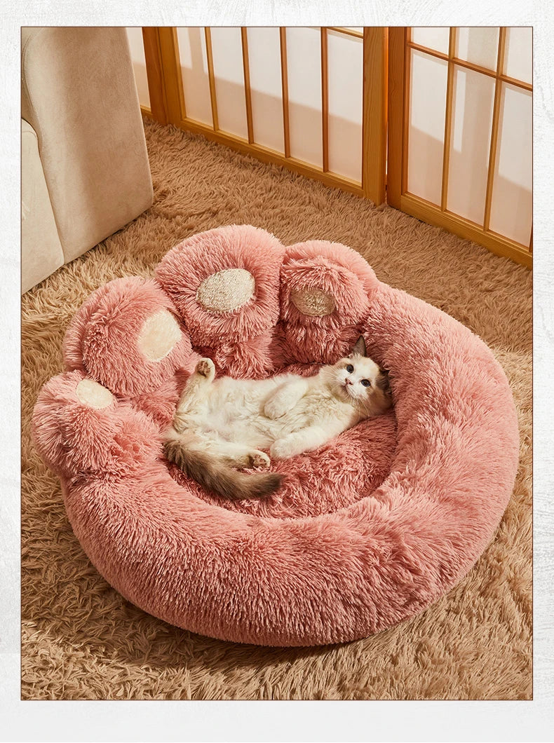 Fluffy Paw Dog Bed Winter Warm Soft Pet Bed for Large Dogs & Cats | Cozy Plush Puppy Sofa Basket Blanket Accessories