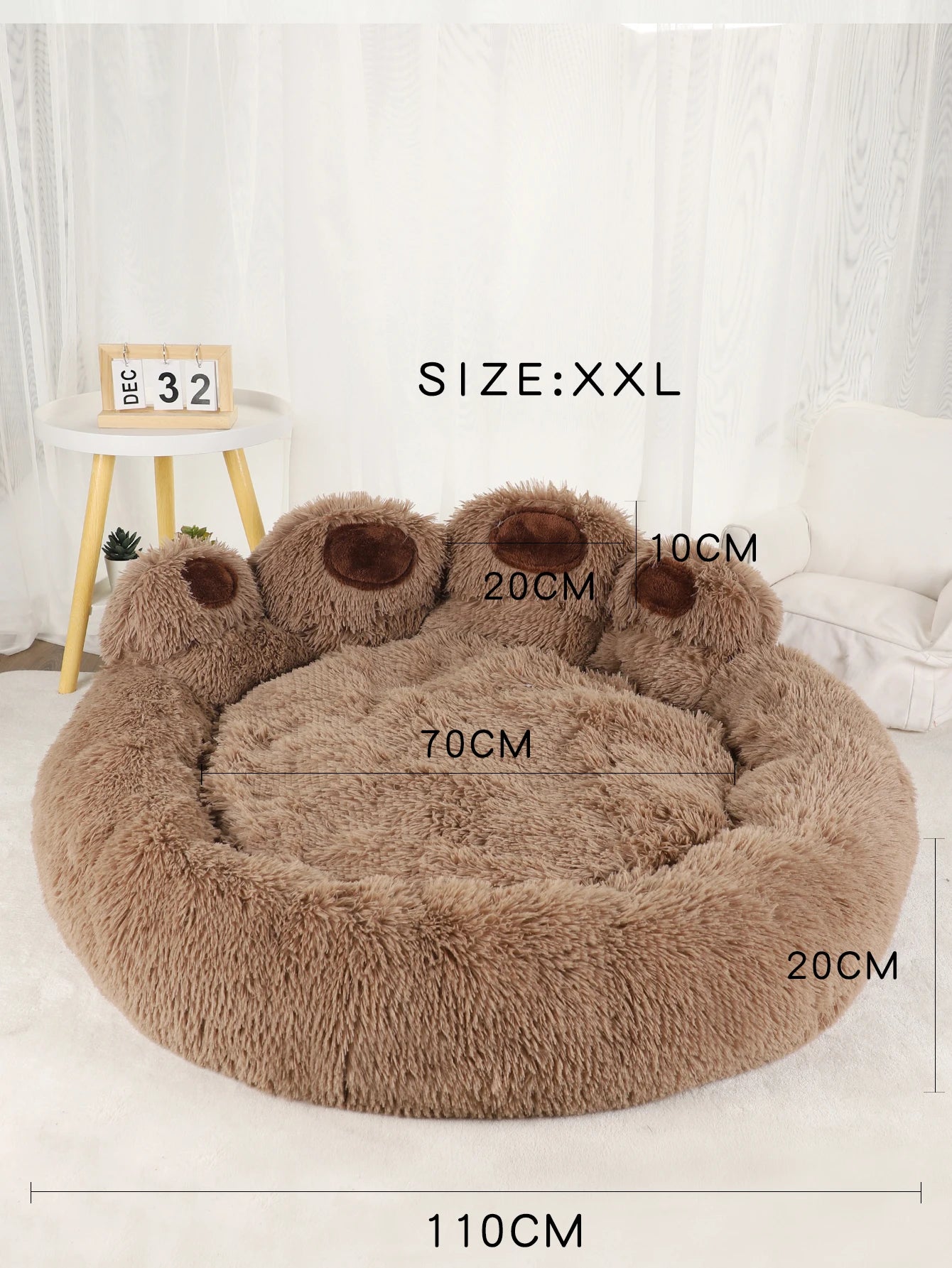 Fluffy Paw Dog Bed Winter Warm Soft Pet Bed for Large Dogs & Cats | Cozy Plush Puppy Sofa Basket Blanket Accessories