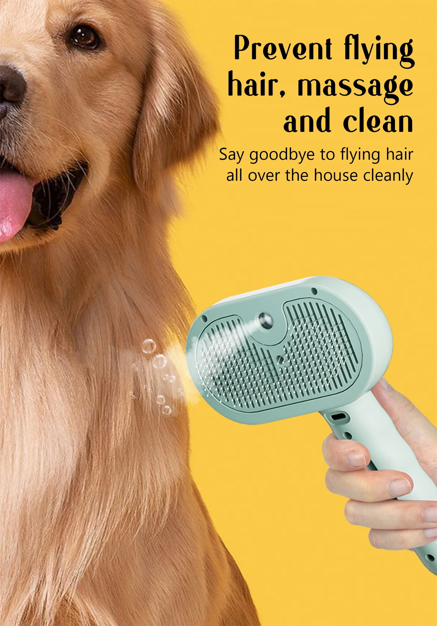 Steam Pet Grooming Brush – Soft Round Tooth Spray Comb for Dogs & Cats (Hair Removal & Massage Tool)