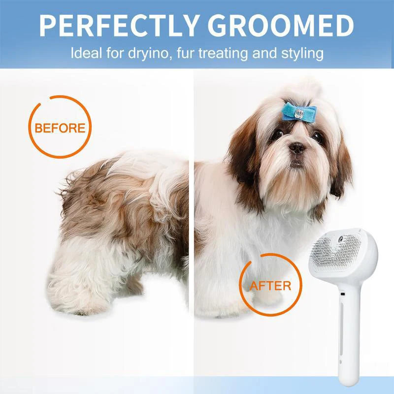 Steam Pet Grooming Brush – Soft Round Tooth Spray Comb for Dogs & Cats (Hair Removal & Massage Tool)
