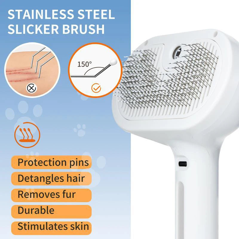 Steam Pet Grooming Brush – Soft Round Tooth Spray Comb for Dogs & Cats (Hair Removal & Massage Tool)