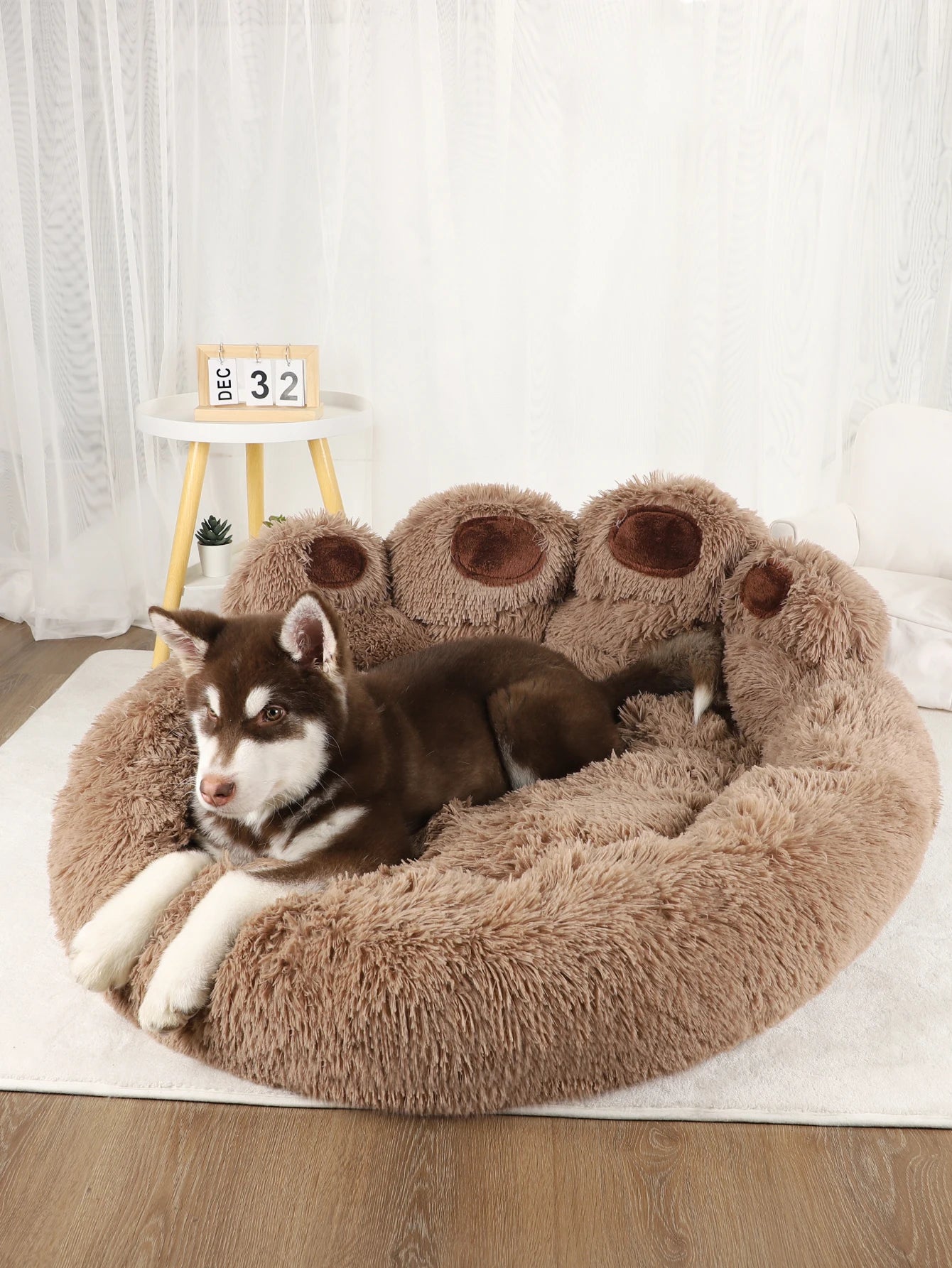 Fluffy Paw Dog Bed Winter Warm Soft Pet Bed for Large Dogs & Cats | Cozy Plush Puppy Sofa Basket Blanket Accessories