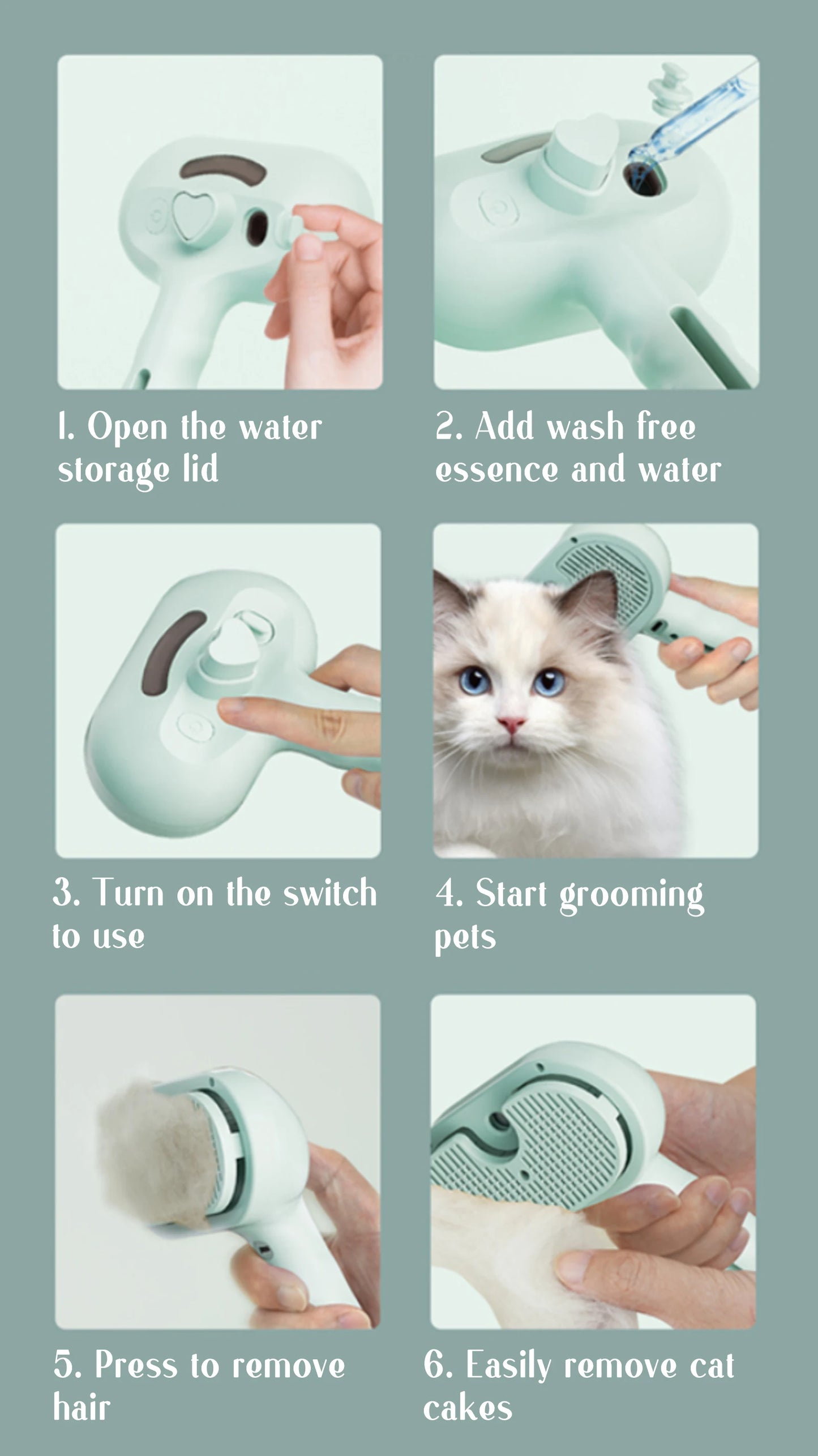 Steam Pet Grooming Brush – Soft Round Tooth Spray Comb for Dogs & Cats (Hair Removal & Massage Tool)