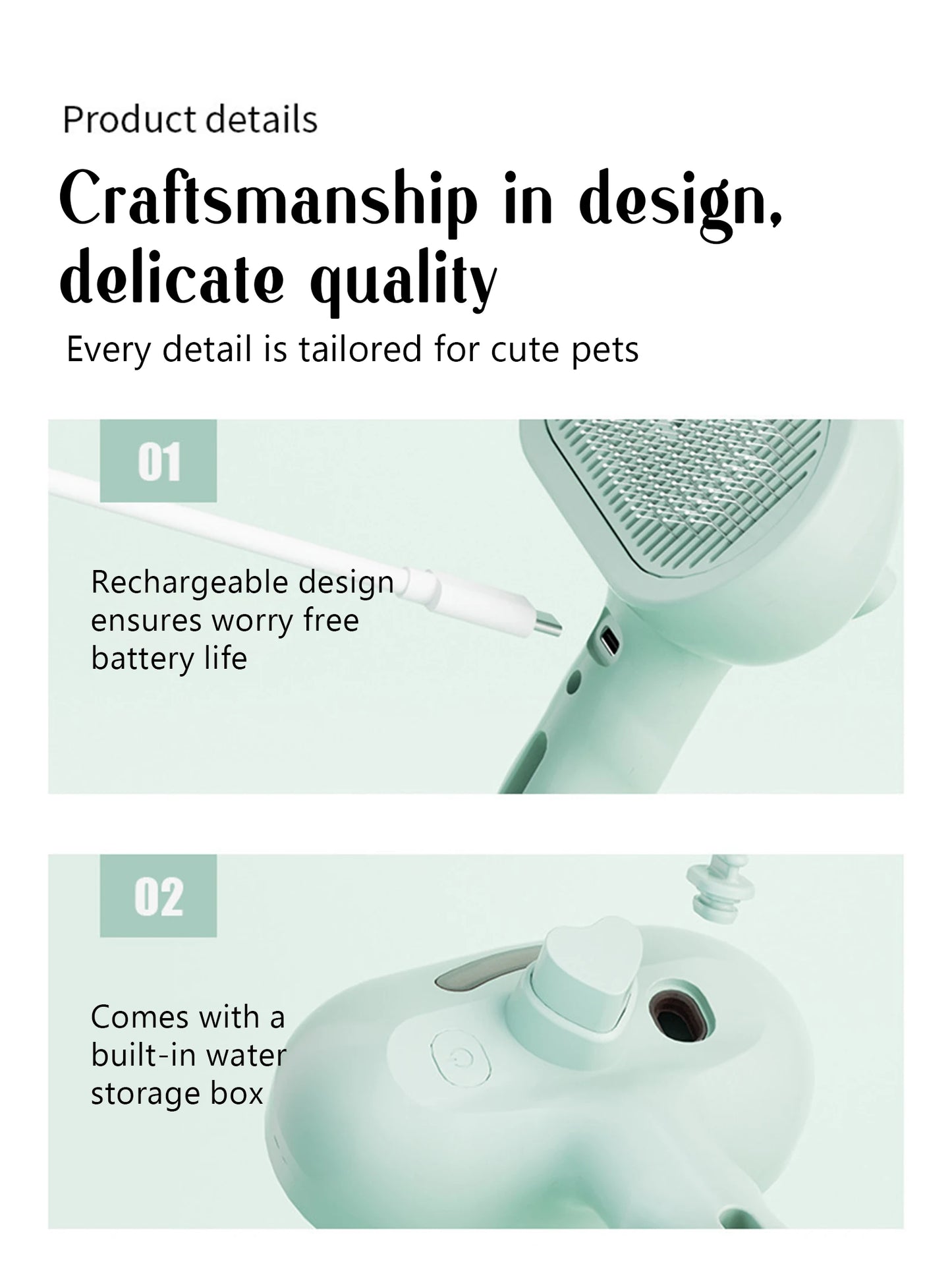Steam Pet Grooming Brush – Soft Round Tooth Spray Comb for Dogs & Cats (Hair Removal & Massage Tool)