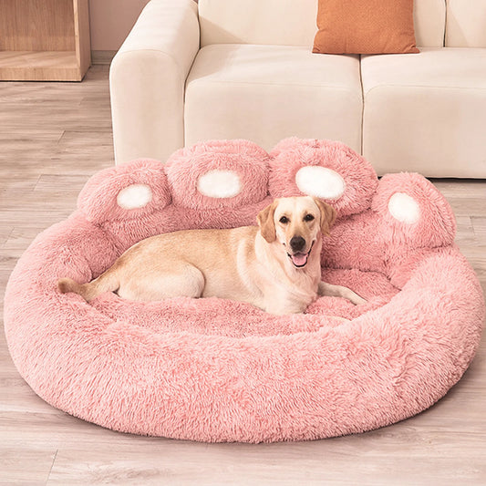 Fluffy Paw Dog Bed Winter Warm Soft Pet Bed for Large Dogs & Cats | Cozy Plush Puppy Sofa Basket Blanket Accessories