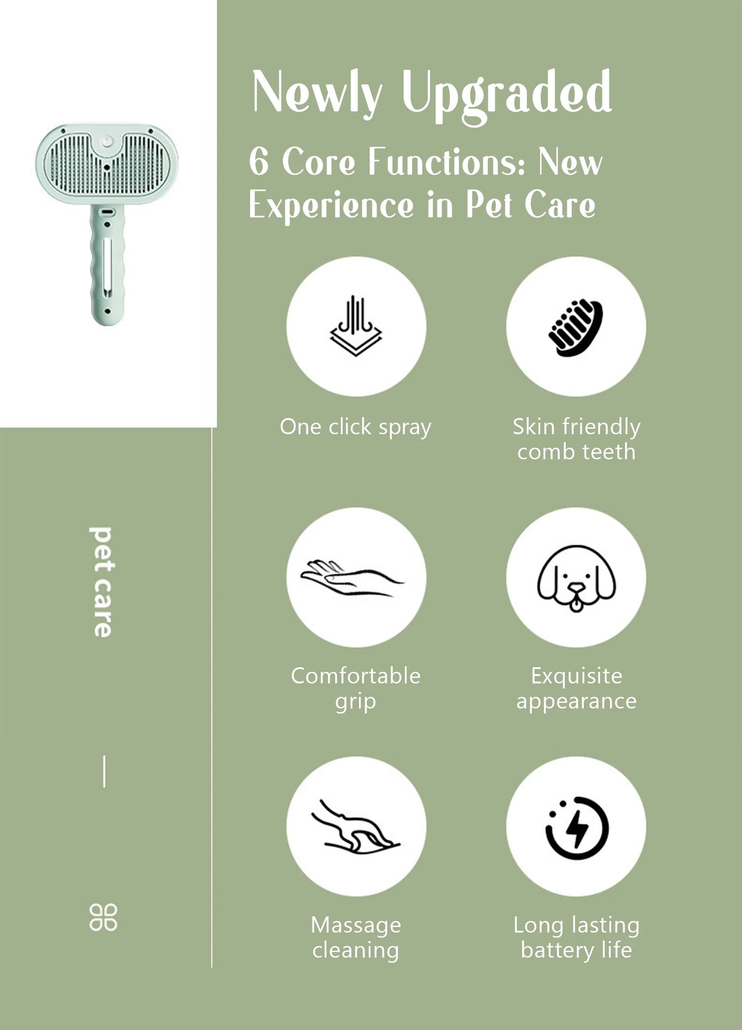 Steam Pet Grooming Brush – Soft Round Tooth Spray Comb for Dogs & Cats (Hair Removal & Massage Tool)