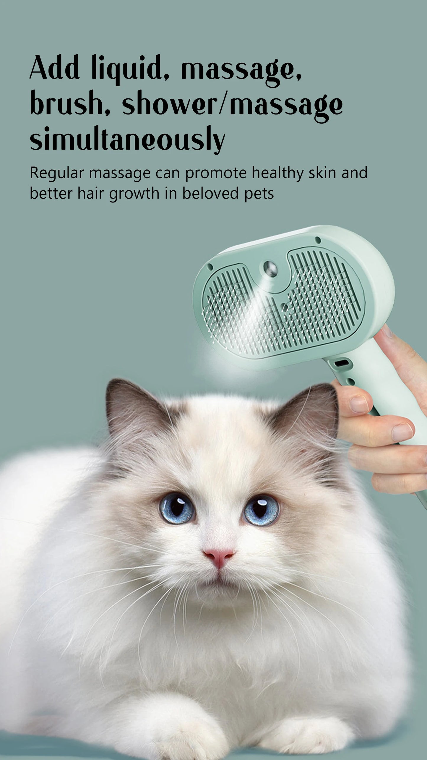 Steam Pet Grooming Brush – Soft Round Tooth Spray Comb for Dogs & Cats (Hair Removal & Massage Tool)